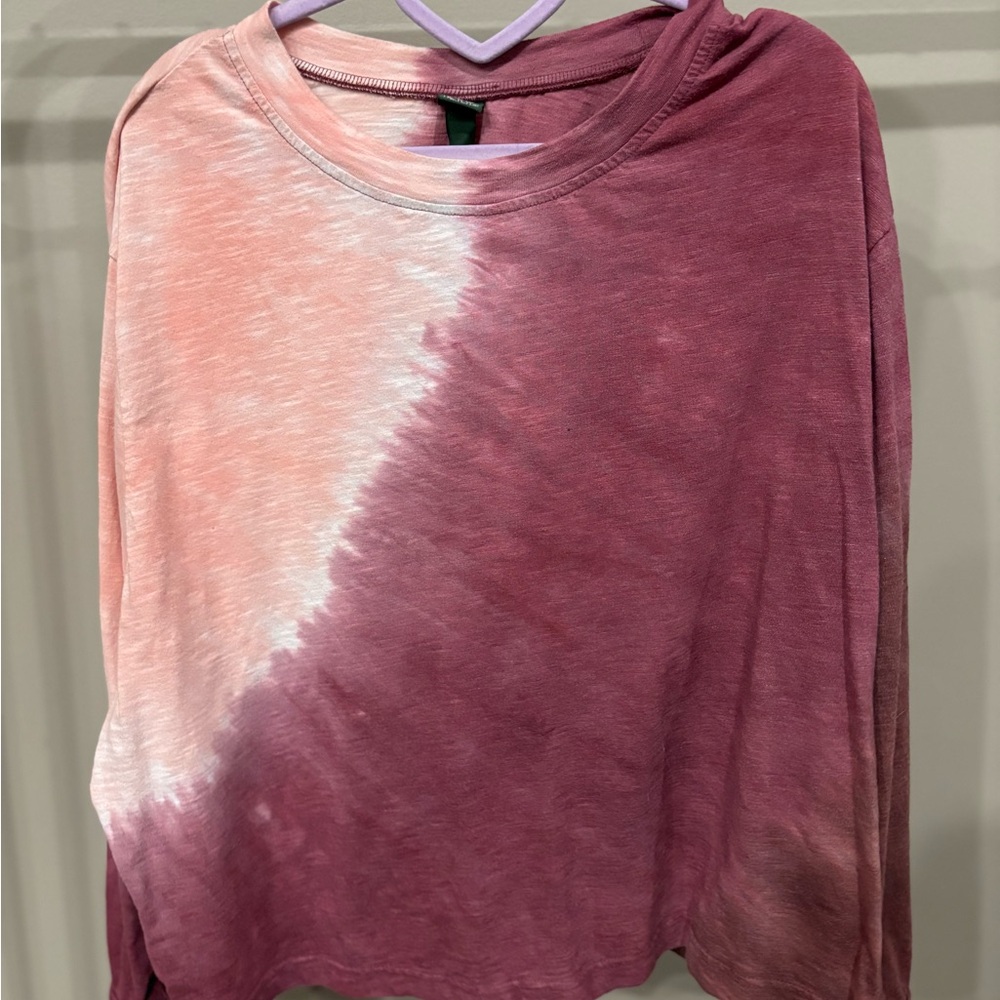 Wild Fable Long Sleeve Tie-Dye Top - Pink and White